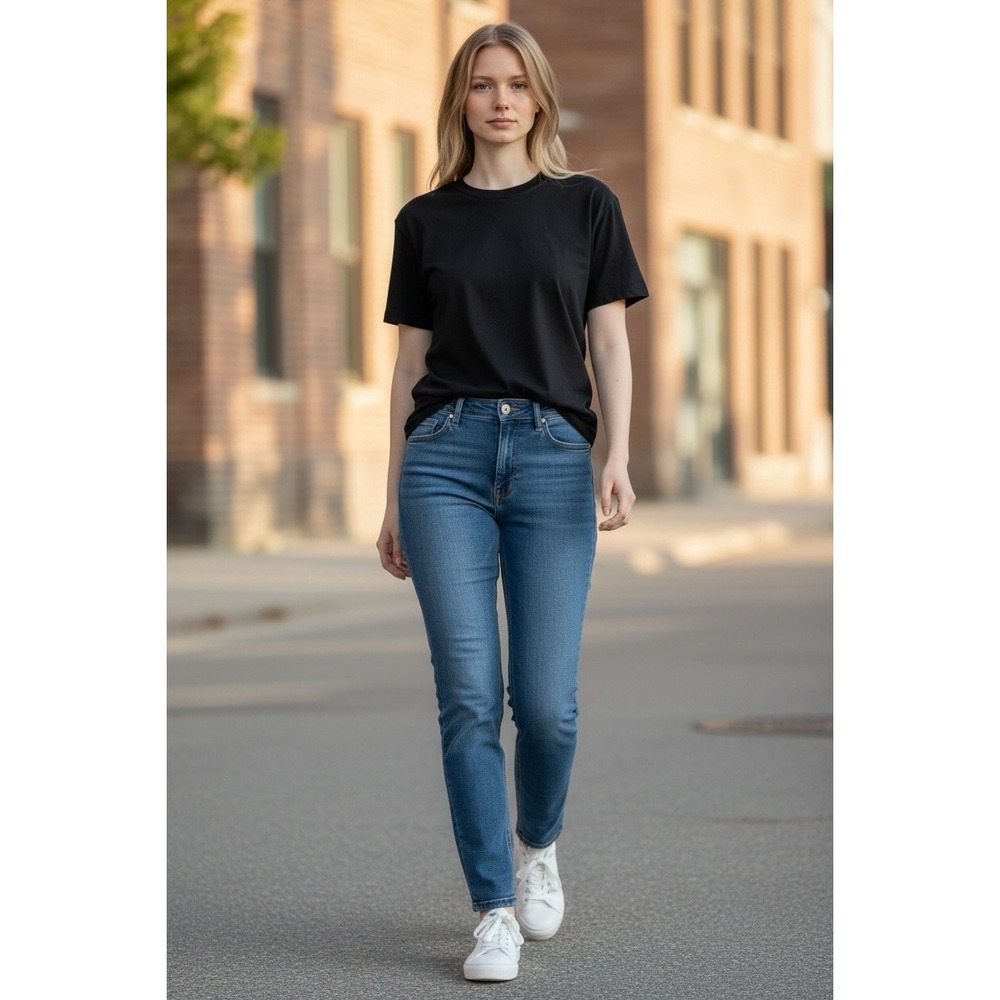 True Religion Billie Mid Rise Straight Jeans Women's 28 Medium Wash Stretch